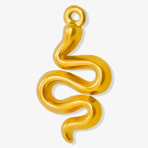 Minimalist gold snake pendant made of 304 stainless steel on a clean white background