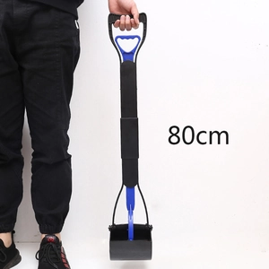 Long handle 80cm pet pooper scooper with ergonomic D-grip handle and dual-spring claw