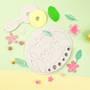 Round silicone mold for 3D handmade flowers and leaves used for fondant and clay DIY