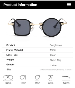 Spécifications de taille pour lunettes de soleil asymétriques à monture noir et or