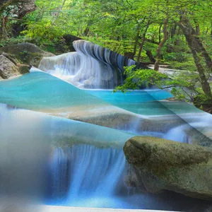 Close-up of high-definition printing texture on bohemian landscape wall tapestry