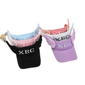 Kids knitted sun visor hat with cute plush wings and XBG embroidery in multiple colors