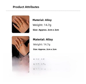 Detailed view of irregular geometric double-layer rings with 14.7g alloy weight specs