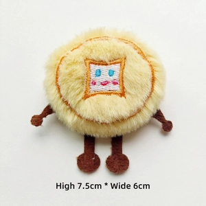 Cute cartoon toast plush charm with dimensions height 7.5cm and width 6cm