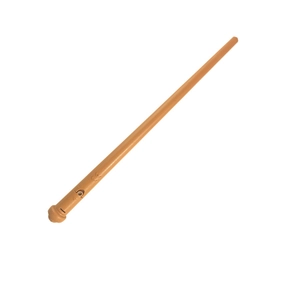 Macro view of a brown glowing wizard wand for kids with CE marking on white background