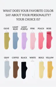 Matrix layout of 12 colorful velvet mid-calf socks with ruffle cuffs for women