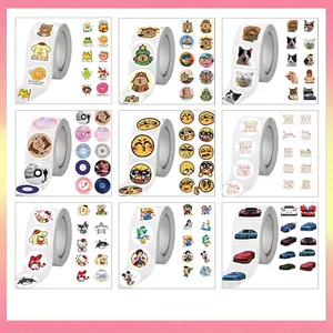 500 Sheets Cartoon Roll Stickers Cute Reward Children's Gift Stickers Decorative Adhesive Envelope Sealing Stickers