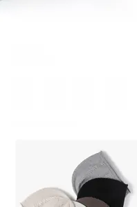 Detail of premium jacquard wool knitted beanies in grey, black, beige, and coffee colors