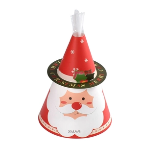 Boîte cadeau Père Noël rouge en carton blanc avec inscription Merry Christmas dorée