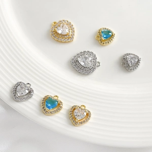 Pendentifs cœur en zircone cubique plaqué or 18k pour la création de bijoux DIY