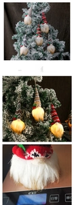 Luminous Christmas gnome ornament with LED light, knitted hat and white beard, weight 35g