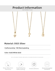 Detailed spec sheet showing S925 silver heart lock and key pendants with 18K gold plating