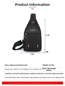 Wasserdichte Oxford-Brusttasche Abmessungen und Details zum mehrschichtigen Stauraum