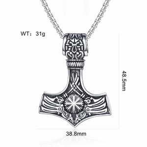 Detailed specs of Viking Thor Hammer Mjolnir pendant with dimensions and weight