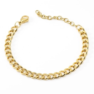 Cuban Link Chain Necklace And Bracelet 18K Gold Plated Stainless Steel Hip Hop Jewelry For Men Women Trendy