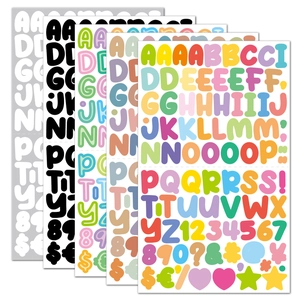Detail of 0.5-inch colorful alphabet and number stickers for scrapbooking DIY decoration