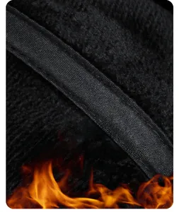 Close-up of thick black fleece lining showing dense texture and thermal heat retention