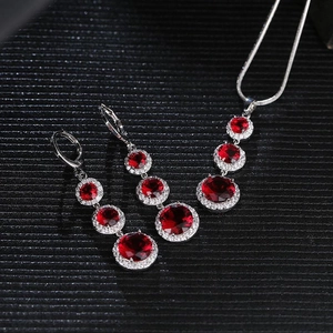 Elegant Women Jewelry Alloy Zircon Necklace And Earrings Round Halo Water Drop Pendant For Wedding Party Decor