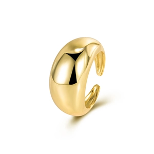 Polierter goldener 925er Silber Ring und Ohrmanschette mit minimalistischem C-Design