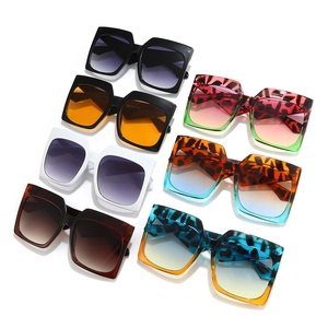 Square oversized sunglasses in various colors including black, white and tortoiseshell