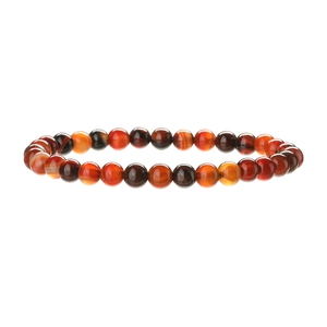 Bracelet élastique en pierres naturelles d'agate et œil de tigre de 6mm, tons chauds