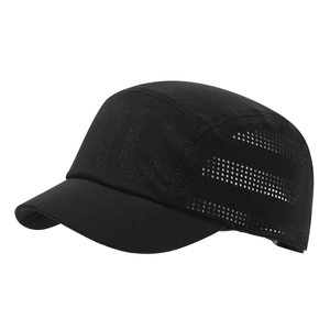 Quick-dry breathable black baseball cap with laser-perforated NYC lettering design
