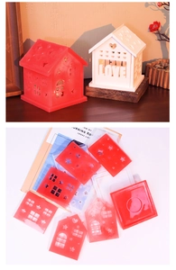 Detailed silicone mold set for DIY resin house ornaments with heart and star patterns