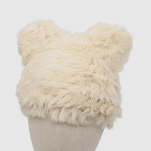 Bonnet d'hiver en peluche avec oreilles de chat beige, chapeau cloche chaud pour femme