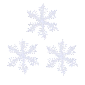 Three pieces of 11cm white plastic snowflake ornaments for Christmas tree decoration
