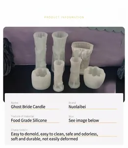 Detailed parameter chart for food grade silicone ghost bride candle mold with easy demold features