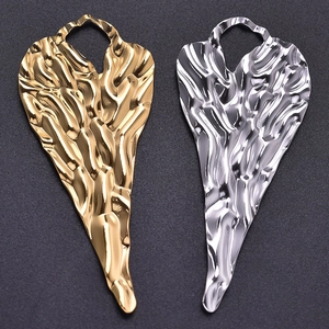 Pendentifs cœur en acier inoxydable 304 or et argent avec texture de lave fluide