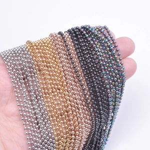 Various colors of 2mm 18k gold and silver stainless steel bead chain necklaces