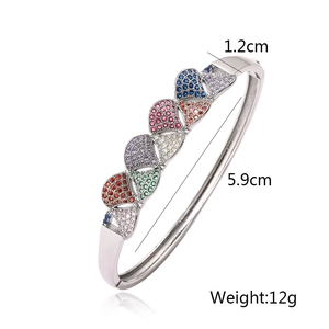 Detailed dimensions of gold plated zircon bracelet with 1.2cm width and 5.9cm diameter