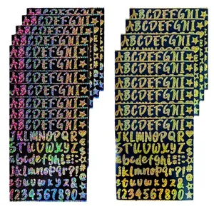 1-inch holographic and gold glitter vinyl alphabet stickers for scrapbooks and water bottles