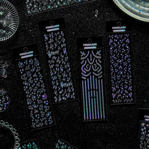 Holographic Laser Stickers PET Waterproof Starry Star Dots Music Note Y2K Pixel DIY Scrapbooking Journal Decorative
