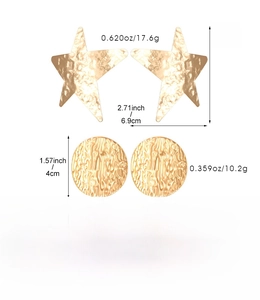 Tabella dettagliata delle taglie con pesi e dimensioni degli orecchini d'oro e tondi
