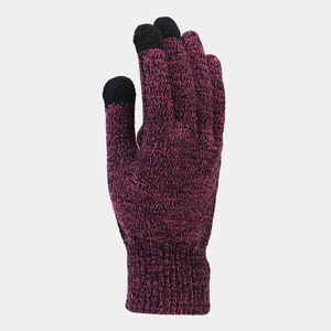 Guanti in maglia magenta e nero con dita touchscreen e polsini a costine caldi