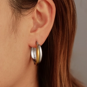 Orecchini A Cerchio Sferici Intrecciati In Acciaio Inossidabile Placcato Oro 18K Geometrici Rotondi Gioielli Di Moda Per Donna