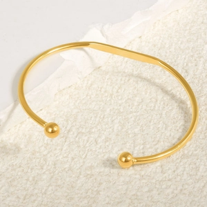 Minimalist 304 Stainless Steel Open Bangle For Women 18K Gold Plated Adjustable Geometric Line Cuff Bracelet Hand Jewelry