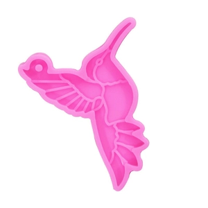 Moule en silicone colibri rose pour porte-clés DIY et créations artisanales en résine