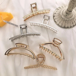 Elegant 6-piece metal shark hair claw set in gold and silver finish with French design