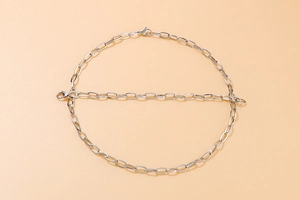 Silberne Edelstahl Halskette und Armband mit ovalen Gliedern und Karabinerverschluss