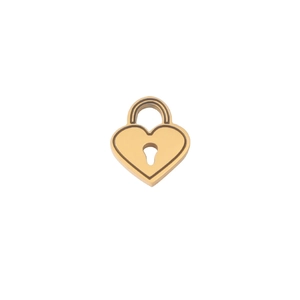 Macro shot of polished gold heart-shaped padlock pendant for DIY jewelry design