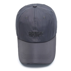 Dark grey quick-dry sports baseball cap with SPORT embroidery and breathable holes