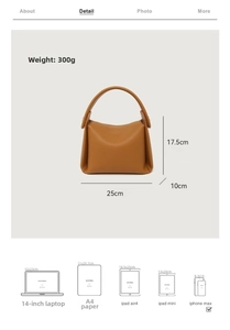 Size chart showing large capacity handbag dimensions and smartphone compatibility guide