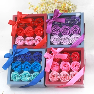 Soap Flower Rose Gift Gradient Artificial Floral Ribbon For Valentine Mother Day Wedding Party Favor Anniversary