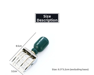 Detail showing the 8.5cm height and dimensions of this vintage roller date stamp tool