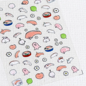Japanese style cartoon food nail art stickers with sushi and cherry blossom designs