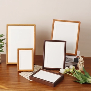 Classic solid wood photo frame set in walnut and oak finishes for wall and desk display