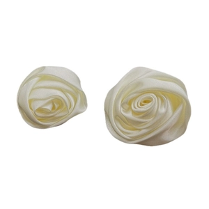 Handmade cream white satin rose flower brooch and hair clip set for elegant women